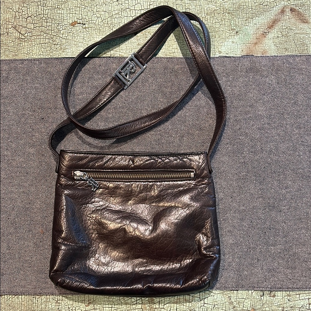 Ralph Lauren Brown Leather Crossbody Bag Small Zip Top Shoulder Purse - Picture 2 of 10
